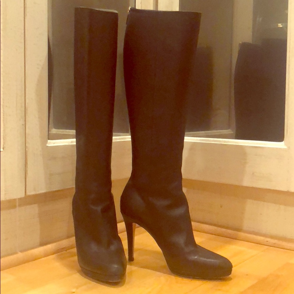 Jimmy Choo 4” HOXTON Black Leather Knee High Boot
